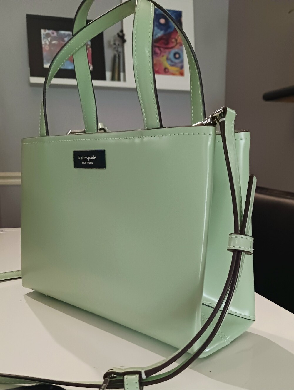 Kate Spade Sam Icon Satchel Crossbody Light Retro Green - Picture 3 of 9